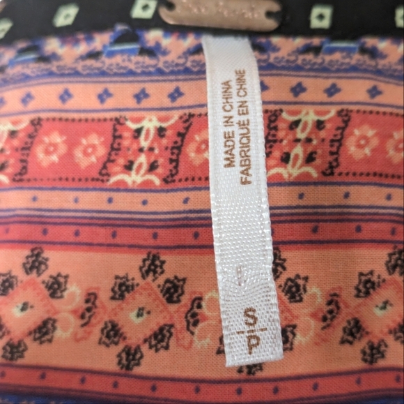 Free People High-Low Hem Black Multicolor Boho w/Geometric ...Size Small - Picture 4 of 6